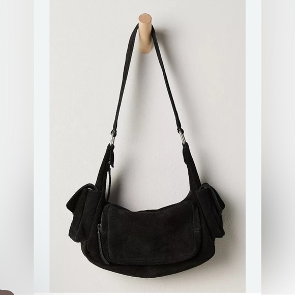 NEW NWT Free People Siren genuine leather suede black Bag - Picture 2 of 10